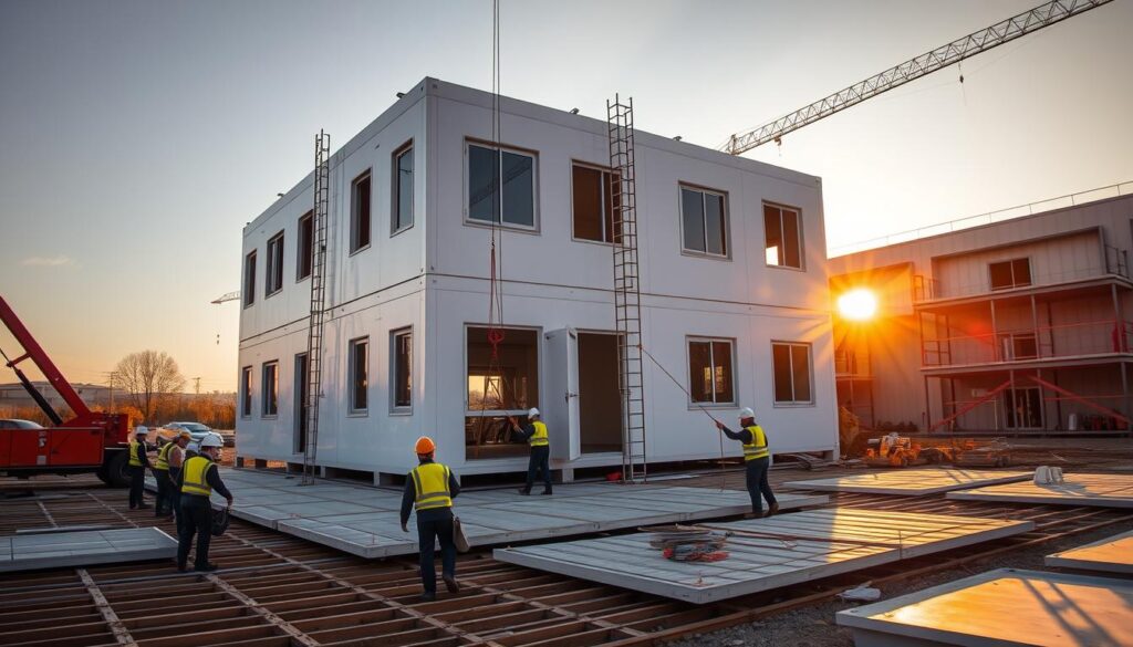 prefab commercial office building assembly process